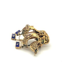Vintage Sterling Silver Made in Portugal Gold Tone Enamel Galleon Ship Brooch - £38.89 GBP