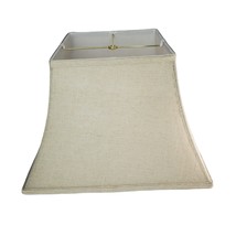 Rectangular Bell Style Lamp Shade Beige Linen 17 Inch Wide Gold Frame - $24.73