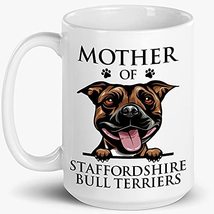 Mother Of Staffordshire Bull Terriers Mug, Staffy Mom, Paw Pet Lover, Gift For W - £13.35 GBP