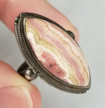 Estate Sale! Sterling Silver Gemstone Pink Agate Womens Ring .925 Size 8 - £31.71 GBP