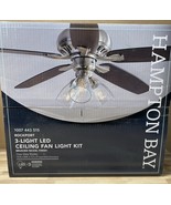 Hampton Bay Rockport Universal 3-Light Brushed Nickel Ceiling Fan LED Li... - $107.64 MXN