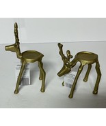 Merry Moments Aldi Gold Sculpted Reindeer Tea Light Holders Set Of 2 - $479.55 MXN