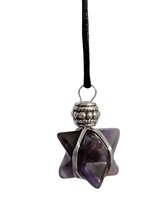 Amethyst Pendant Necklace Merkaba Beaded Star Geometry Chariot Corded Jewellery - £6.01 GBP