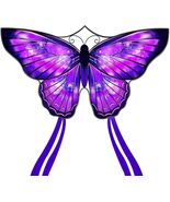 Sturdy and Colorful 55" Butterfly Kite for Outdoor Family Activities - Purple