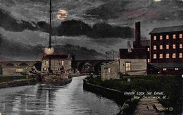 Upper Lock Canal at Night New Brunswick New Jersey 1912 postcard - $7.43