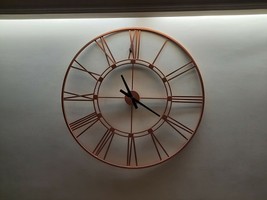 Metal Skeleton Copper Color Huge Super Strong Vintage Deco Roman Wall Clock 36'' - $193.69