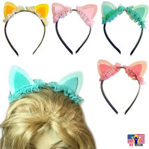 Sparkle Bling Cat Ear Race Frill Glitter Headband kitten hair band costume Party - £3.34 GBP
