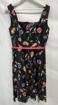 R&amp;K Originals Vtg A-line A Line Black Multi Floral Stretch Cotton 8 - £19.43 GBP