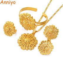 Anniyo Ethiopian Jewelry set Pendant Necklace Bangle Earring Ring African Weddin - £17.92 GBP