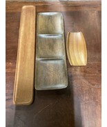 Set of 3 Different Sized Wooden Serving Trays/Bowl  - £15.26 GBP