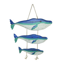 Wood Blue Humpback Whale Family Wall Hanging Sculpture Nautical Home Decor Art - £31.74 GBP