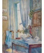 Watercolour on signed paper, intimate interior, second half of the 20th ... - €103,73 EUR