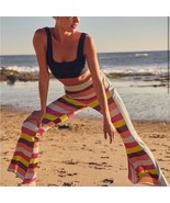 FREE PEOPLE Movement Melody Kick Flare Pants Size Medium Multicolor Stripe - $64.89 CAD