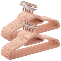 Velvet Hangers, Set Of 50 Clothes Hanger With Rose Gold Swivel Hook, Non-Slip, A - £46.20 GBP