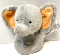 Carters Child of Mine Plush Stuffed Gray Elephant Baby Crinkle Ears Ring Toy 5  - £9.25 GBP