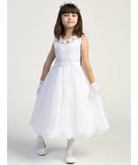 Girls White First Communion Dress w/ Embroidered Tulle (646) - £137.35 GBP