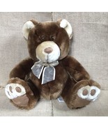 Vintage Dan Dee Brown Plush Teddy Bear Stuffed Animal w Ribbon Big Paws ... - $17.82