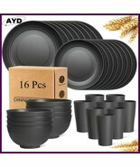 32/16pcs Wheat Straw Dinnerware Set Unbreakable Plates Bowls Cups–Microw... - $453.86 MXN+