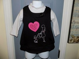 Bonnie Baby Black/White Walking Poodle Long Sleeve Shirt Size 18M Girl&#39;s... - £11.67 GBP