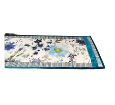 Luxury Table Runner, High Quality Blue Velvet, Floral Cotton, Quilted Ru... - $159.00