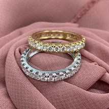 Ewigkeitsring Kunstdiamanten Grown Rundschliff Diamant Solid Gold Hochze... - £858.17 GBP+