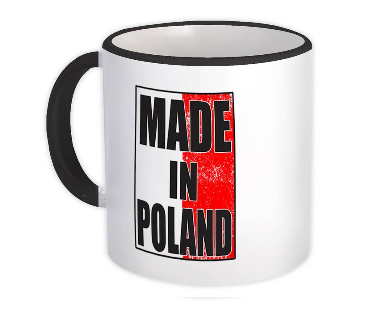 Made In Poland : Gift Mug Flag Retro Artistic Polish Expat Country - $15.90