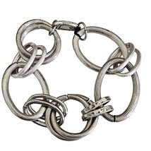 Chico&#39;s Silver Tone Open Chain Link Bracelet - £11.59 GBP