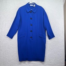 Liz Claiborne Dress Womens 12 Blue Vintage Coat Style Button Front Pockets Lined - £23.60 GBP