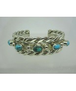 Navajo Native American Turquoise Sterling Silver Braid Cuff Bracelet,56 ... - £155.84 GBP
