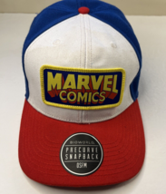 Marvel Patch Mens&#39; Comic Scenes Red Blue White Precurve Snapback Cap - $9.89