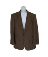 VTG Oscar De La Renta Mens Sz 39R 100% Wool 2 Button Blazer Jacket Brown - $66.34 CAD