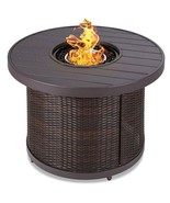 50,000 BTU Brown Wicker Round LP Gas Propane Fire Pit w/ Faux Wood Table... - $1,032.42 CAD