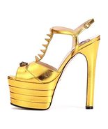 Women&#39;s Platform High Heel Sandals Rivet Wedding Shoes Chunky Heel Open ... - £40.47 GBP