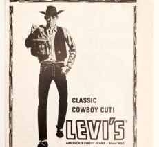 1966 Levi&#39;s Classic Cowboy Cut Jeans Advertisement Western Fashion Cloth... - $19.99