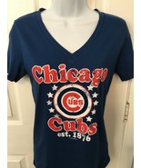 Chicago Cubs Womens 5th &amp; Ocean Distressed V-Neck T-Shirt - Large &amp; Medi... - $20.56 CAD