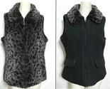 Parkhurst Reversible Faux Fur Vest Women&#39;s M Gray Leopard Print Black Ou... - $19.75