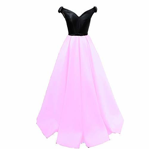 Plus Size Off The Shoulder Black Top Long Formal Prom Evening Dress Pink US 16W