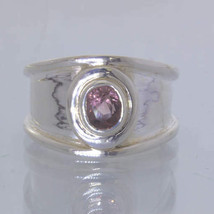 Pink Purple Burma Spinel Oval 925 Silver Ring size 7 Solitaire Wide Design 93 - £75.42 GBP
