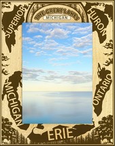 The Great Lakes Michigan Engraved Wood Picture Frame Portrait (8 x 10) - £42.34 GBP