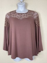 Torrid Womens Plus Size 00 Mauve Lace Embellished Stretch Knit Blouse - £9.61 GBP