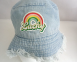 Claire’s Women’s Lucky Rainbow Patch Retro Denim 100% Cotton Fringe Buck... - $13.80 CAD
