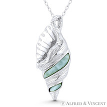 Conch Seashell Horn Trumpet Lab-Created Chalcedony Pendant .925 Sterling Silver - £23.87 GBP+
