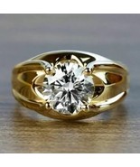 3Ct Rundgeschliffen Solitaire Moissanit Herren Verlobungsring 14k Gelb V... - $98.10