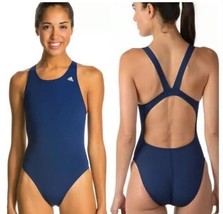 adidas Women’s Solid V Back Blue One Piece Swimsuit Size 22 AWX8610  New - $24.99