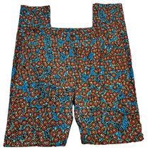 LuLaRoe Original Buttery Soft Leggings One Size Rust &amp; Aqua Floral Print - $14.40