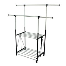 Greenway Grgr200 Stainless Steel Collapsible Double-Bar Garment Rack - £68.55 GBP