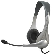 Cyber Acoustics AC-202B Silver Stereo Headset &amp; Microphone - £14.50 GBP