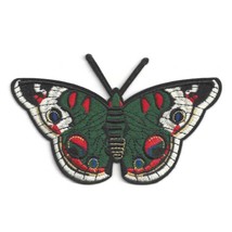 Colorful Moth Iron On Patch 5.25&quot; Green Flying Insect Embroidered Applique New - £3.70 GBP