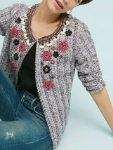 Anthropologie Suzy Embellished Tweed Jacket by Summer of Love $178 Sz M ... - £59.31 GBP