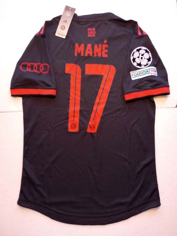 Sadio Mane FC Bayern Munich UCL Match Slim Black Third Soccer Jersey 2022-2023 Item image 7